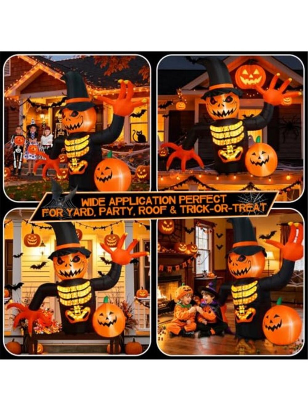Halloween Inflatable 6FT Skeleton Pumpkin Inflatable with Magic Lightshow - Picture 6 of 7